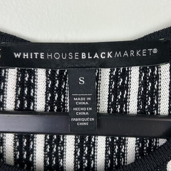White House Black Market Striped Peplum Sweater Tank Sleeveless Rib Knit Top S - Picture 9 of 11